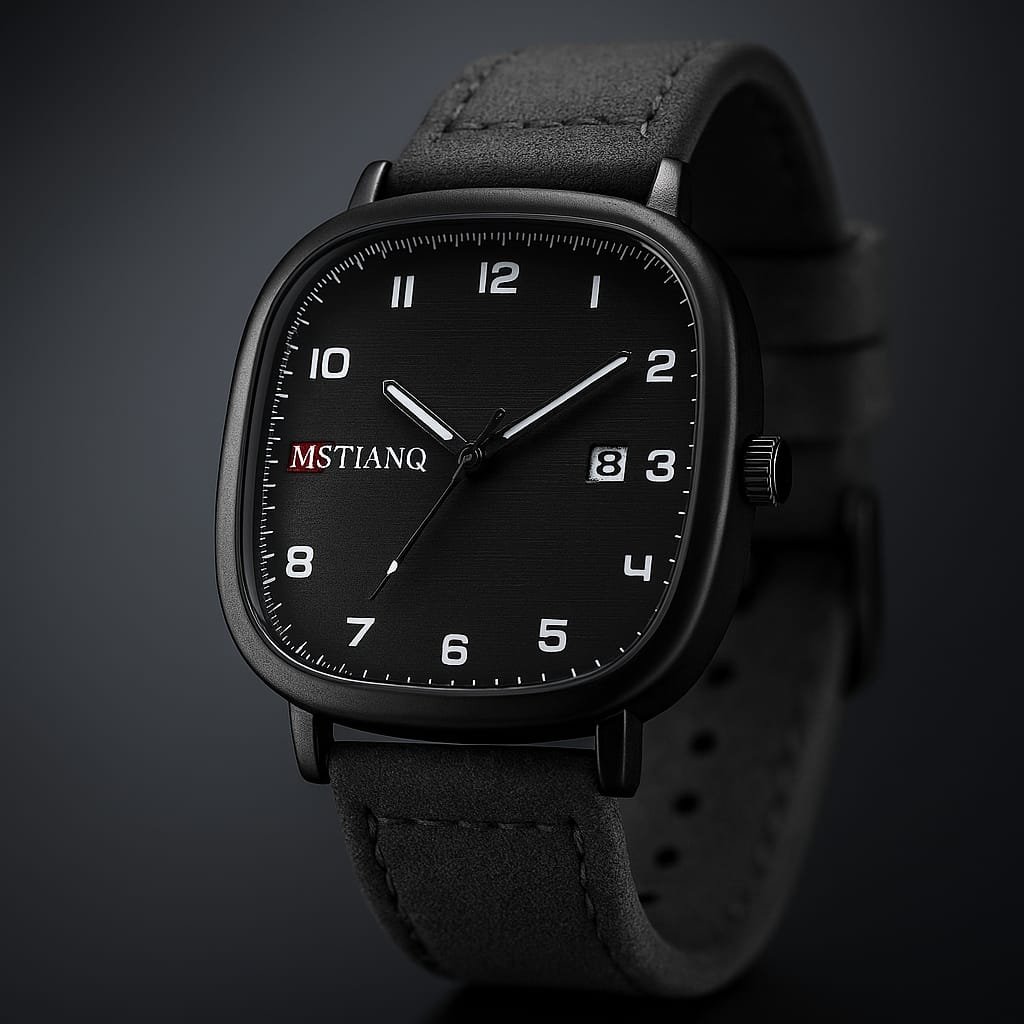 "MSTIANQ" Leather Strap Business Class Watch-Black