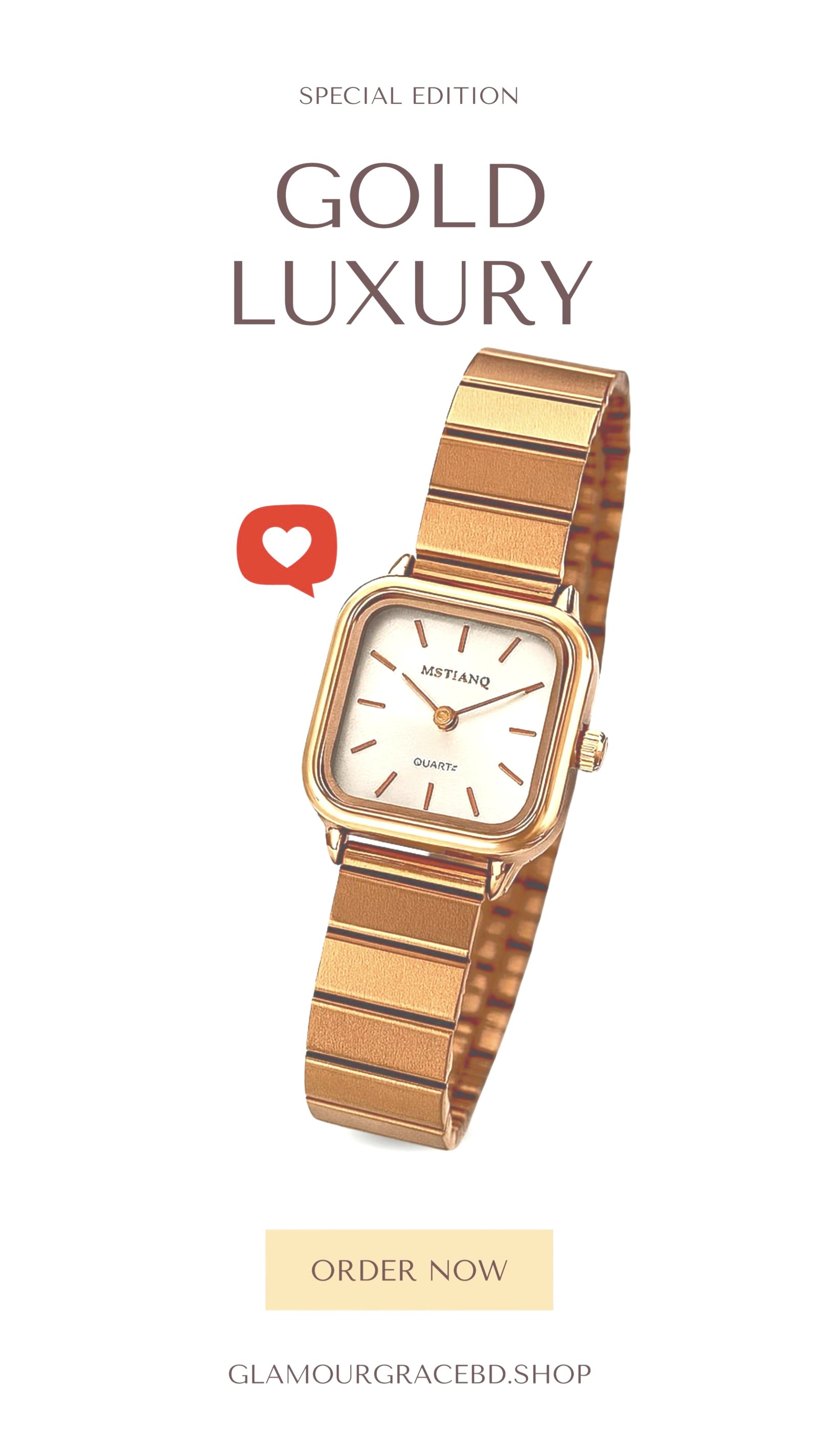 Mstianq Rose Gold Elegance Square Shape Ladies Watch
