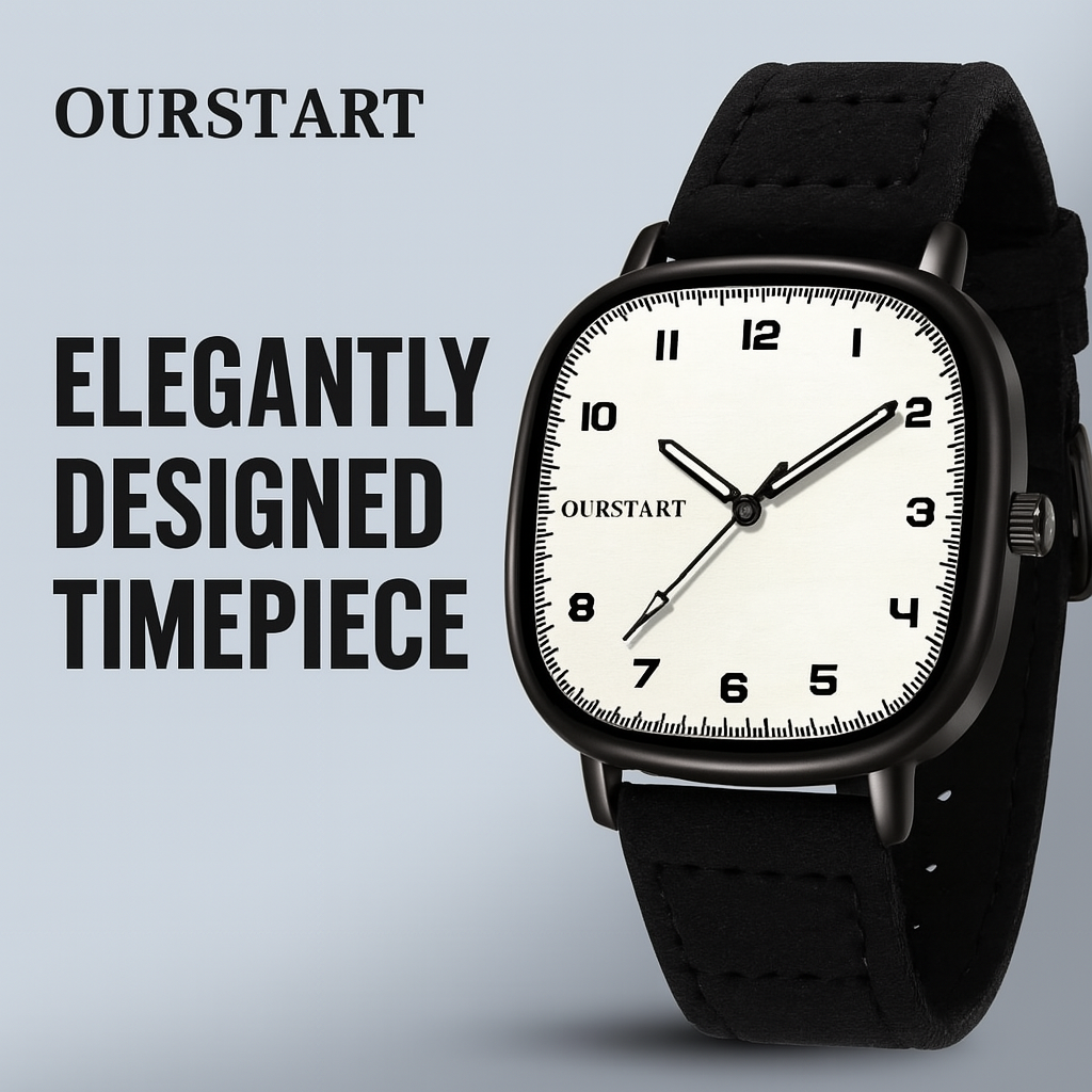 Leather Strap”Ourstar”Mens Casual Wrist Watch